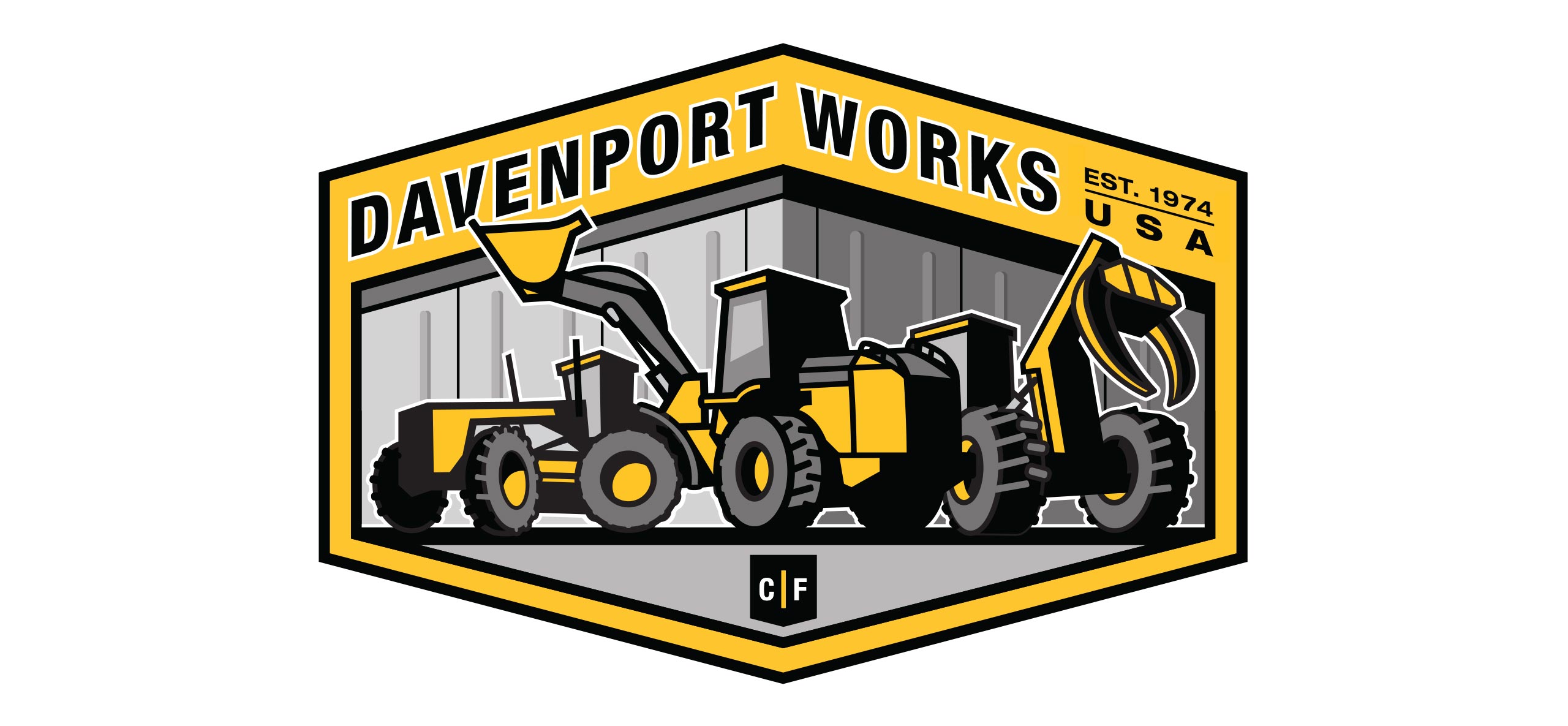 John Deere Construction's Davenport Works badge